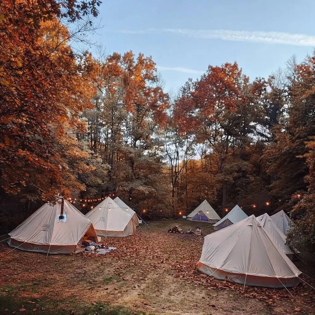 Interior de un domo de glamping equipado con cama y confort en San Martín de los Andes, Argentina