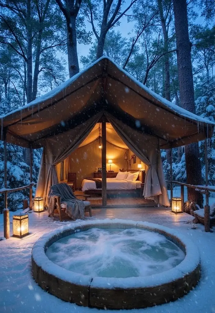Interior de un domo de glamping equipado con cama y confort en Salinas Grandes, Argentina
