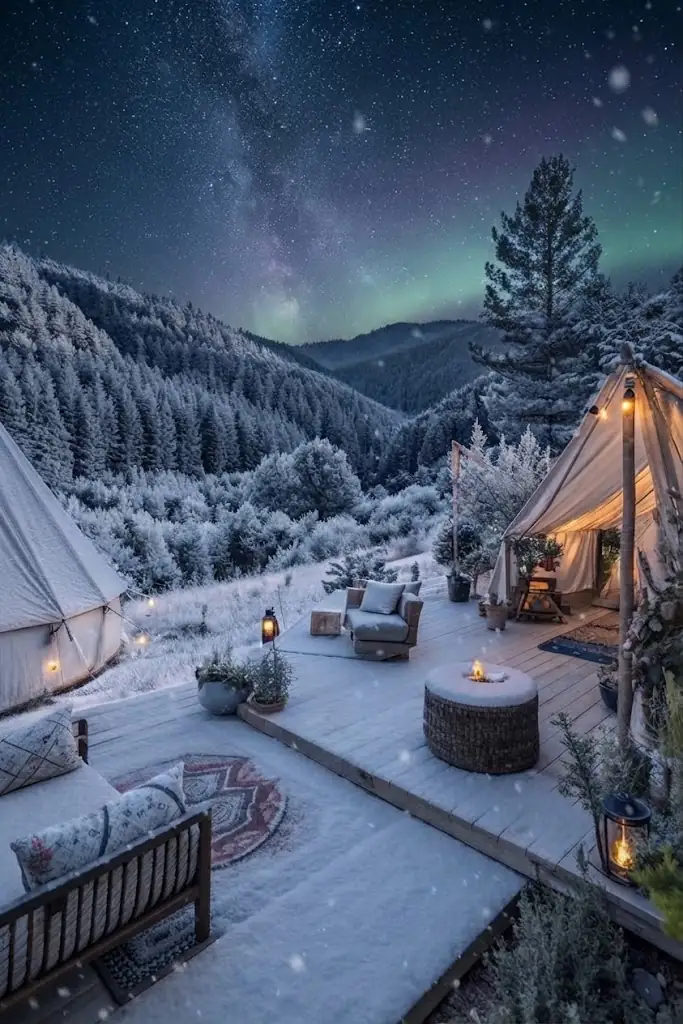 Interior de un domo de glamping equipado con cama y confort en Entre Ríos, Argentina