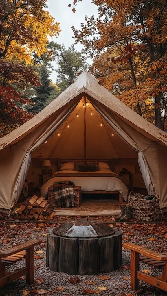 Interior de un domo de glamping equipado con cama y confort en Argentina, Argentina