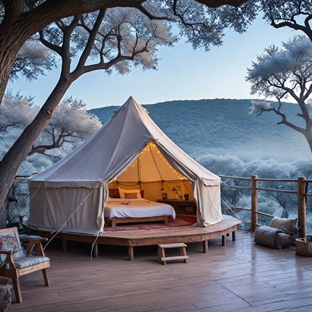 Domo geodésico de glamping integrado en la naturaleza de Neuquén, Argentina