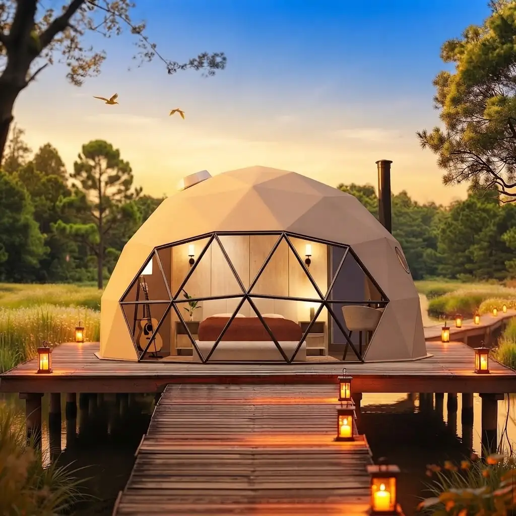 Domo geodésico de glamping integrado en la naturaleza de Casa Misiones, Argentina