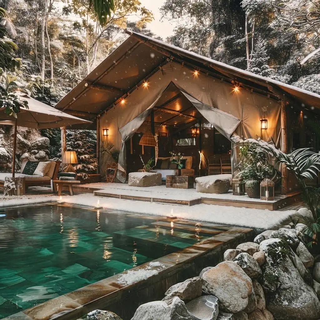 Domo geodésico de glamping integrado en la naturaleza de la selva, Argentina